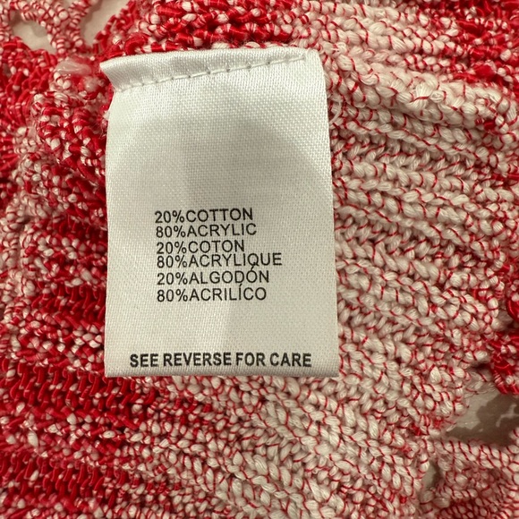 Miracle City Alfred Dunner Red and White Open-Knit Cardigan - Picture 8 of 11